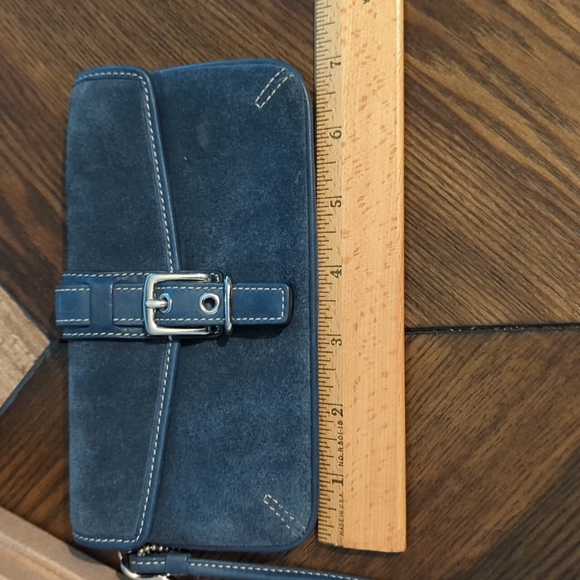 Coach Blue Suede Wristlet/ FLAWED - Picture 9 of 10